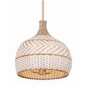 Crystorama Lighting Group Zanzibar 3 Light 14" Wide Pendant with Rattan Shade Soft Gold