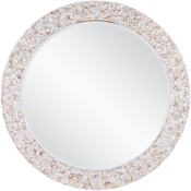 Currey and Company Uma 38" Diameter Circular Framed Accent Mirror Natural / White / Mirror