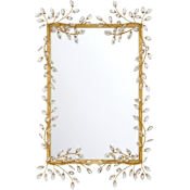 Currey and Company Forget-Me-Not 31-1/2"W x 51"H Rectangular Flat Framed Accent Mirror Clear / Chinois Gold Leaf