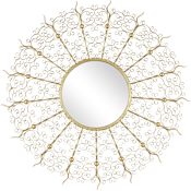 Currey and Company Levain 40-1/2" Diameter Circular Flat Framed Accent Mirror Gold Leaf
