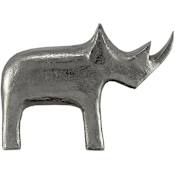 Currey and Company 7-1/2" Tall Kano Aluminum Rhino Statue Silver