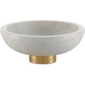 Currey and Company Valor 4-3/4"H x 12"W Brass, Marble Decorative Bowl - White White / Brass