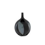 Currey and Company Let Us Twist the Glass 11-3/4" Tall Ceramic Vase Black / Steel Blue