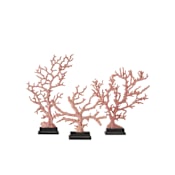Currey and Company Coral 12" Tall Composite Nautical and Ocean Sculpture - Set of 3 Antique Red / Pale Pink / Black
