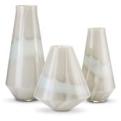 Currey and Company Set of (3) Floating Cloud 11 - 18" Height Glass Decorative Vases Light Gray / White