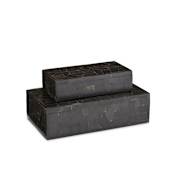Currey and Company 2" Tall Bone, Wood Boxes - Set of 2 Black