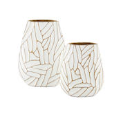 Currey and Company 11-1/4" Tall Aluminum Vases - Set of 2 White / Gold