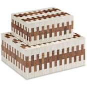 Currey and Company Tia 12" Wide Box Set White / Natural