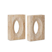 Currey and Company Demi 8" x 5-1/2" Travertine Bookends - Set of 2 Natural