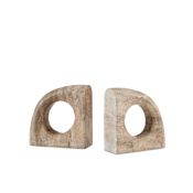 Currey and Company Russo 8" x 8" Travertine Bookends - Set of 2 Natural