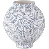 Currey and Company Blue Zag 12" Wide Porcelain Vase Blue / White