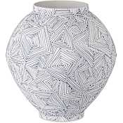 Currey and Company Blue Zag 9-1/2" Wide Porcelain Vase Blue / White