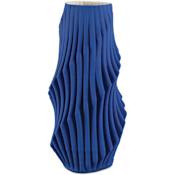Currey and Company Blue Pleat 16-3/4" Tall Porcelain Vase Cobalt Blue