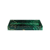 Currey and Company Interstellar 2" x 17-1/2" Engineered Wood, Glass, Paper Tray Dark Green