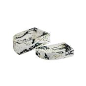 Currey and Company Fossey 2" x 9" Stone Composite Trays - Set of 2 White / Black