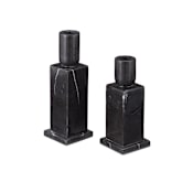 Currey and Company Lithos Marble Taper Candlestick Holder - Set of 2 Natural
