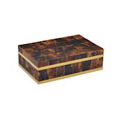 Currey and Company Casey 3-1/2" Tall Engineered Wood, Shell, Stainless Steel Box Natural / Brass / Black