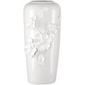 Currey and Company Flower 14" Tall Porcelain Decorative Vase White