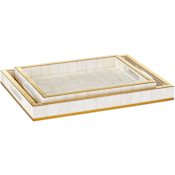 Currey and Company Casey 20" Wide Tray Set of 2 Natural / Brass