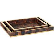 Currey and Company Casey 20" Wide Tray Set of 2 Natural / Brass