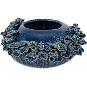 Currey and Company Sunken 12" Wide Bowl Reactive Dark Blue