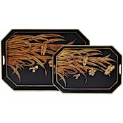 Currey and Company Glasshouse Decorative Tray - Set of 2 Black / Gold