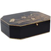 Currey and Company 14-1/2" Wide Wood Decorative Box Black / Gold