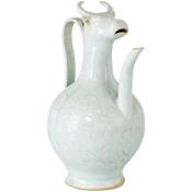 Currey and Company Ritual Hunting 11" Tall Bull Inspired Porcelain Decorative Bottle Celadon