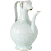 Currey and Company Ritual Hunting 10-1/4" Tall Ram Inspired Porcelain Decorative Bottle Celadon