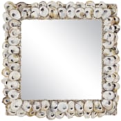 Currey and Company Oyster Shell 20" W x 20" H Square Framed Accent Mirror Natural Shell