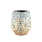 Currey and Company Sicilia 23-1/2" x 20" Terracotta Planter Antique White / Blue Drip