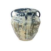 Currey and Company Agrigento 28-3/4" x 28-3/4" Terracotta Planter Antique White / Blue Drip