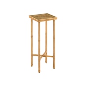 Currey and Company Silang 10" Glass, Rattan, and Wrought Iron Drink Table Natural Rattan / Clear