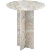 Currey and Company Harmon 18" Diameter Marble Top Marble Side Table Natural