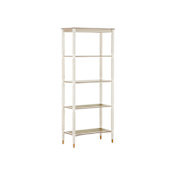 Currey and Company Aster 32" Wide Beech and Oak Shelves Off-White / Fog / Brass