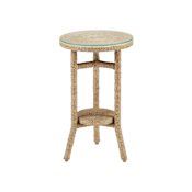 Currey and Company Limay 12" Glass, Rope, Wood, and Wrought Iron Drink Table Natural / Clear