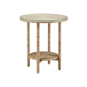 Currey and Company Limay 22" Metal and Wood Frame in Abaca Rope with Glass Accent Table Natural / Clear