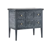 Currey and Company Santos 32" Wide Rattan Chest Vintage Navy / Brushed Brass / Clear