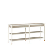 Currey and Company Aster 67" Mahogony and Oak with Metal Ferrules Console Table Off-White / Fog / Brass