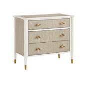 Currey and Company Aster 34" Wide Mahogony and Oak Chest Off-White / Fog / Brass