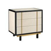 Currey and Company Deanna 30" Wide Raffia Panel Wood Nightstand Ivory / Black