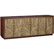 Currey and Company Jardin 84" Wide Credenza Walnut / Antique Brass
