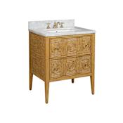 Currey and Company Santos 28" Free Standing Single Basin Vanity Set with Cabinet and Marble Vanity Top Sea Sand / Natural
