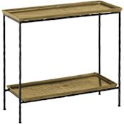 Currey and Company Boyles 22" Long Aluminum and Iron Accent Table with Rubber Feet Antique Brass / Black
