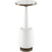 Currey and Company Greta 10-1/4" Long Marble Top Composite and Metal Pub Table White Gesso / Antique Brass