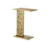 Currey and Company Beau Monde 10" Cast Metal with Enamel Accents Accent Table Gold / Green