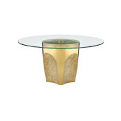 Currey and Company Lemy 36" Metal Base with Glass Top Cocktail Table Polished Brass / Clear