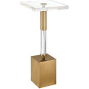 Currey and Company Desiree 11" Square Crystal and Metal Table Clear / Antique Brass