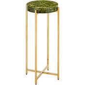 Currey and Company Rina 11" Wide Composite and Stainless Steel Table Green / Brass
