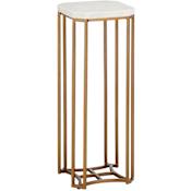 Currey and Company Ocho 9" Wide Iron, Marble, and Stone Table White / Antique Brass